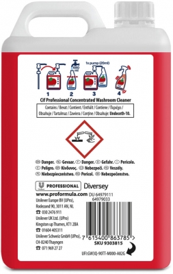 Detergent Cif Profesional, concentrat pentru baie, 2L, Diversey